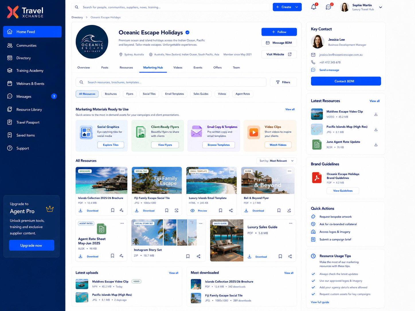 Resource library in Travel Xchange